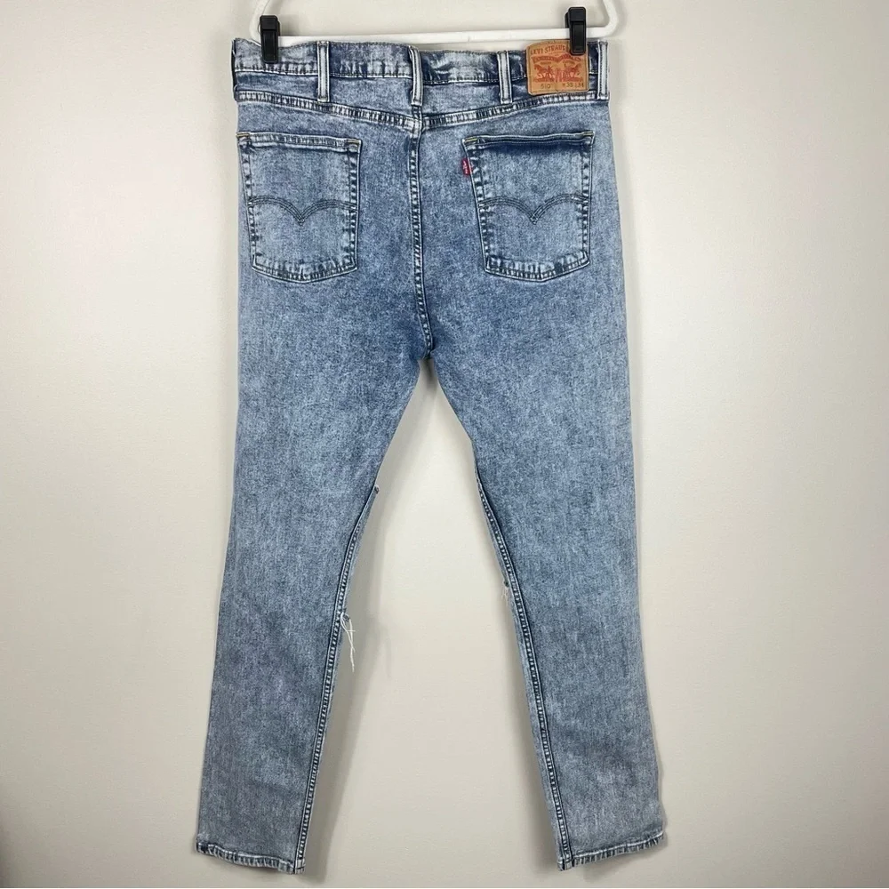 Levis 505 Mens Jeans 38x24 Distressed Acid Wash Denim Light Wash Pants